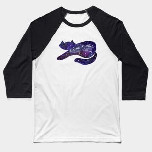 Watercolor galaxy cat - purple Baseball T-Shirt